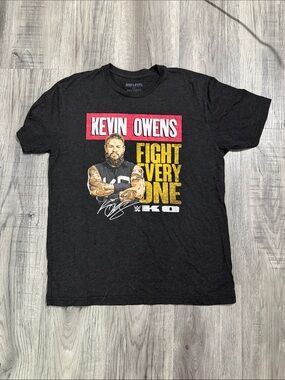 WWE Kevin Owens Black Tee with Red and Yellow Graphic